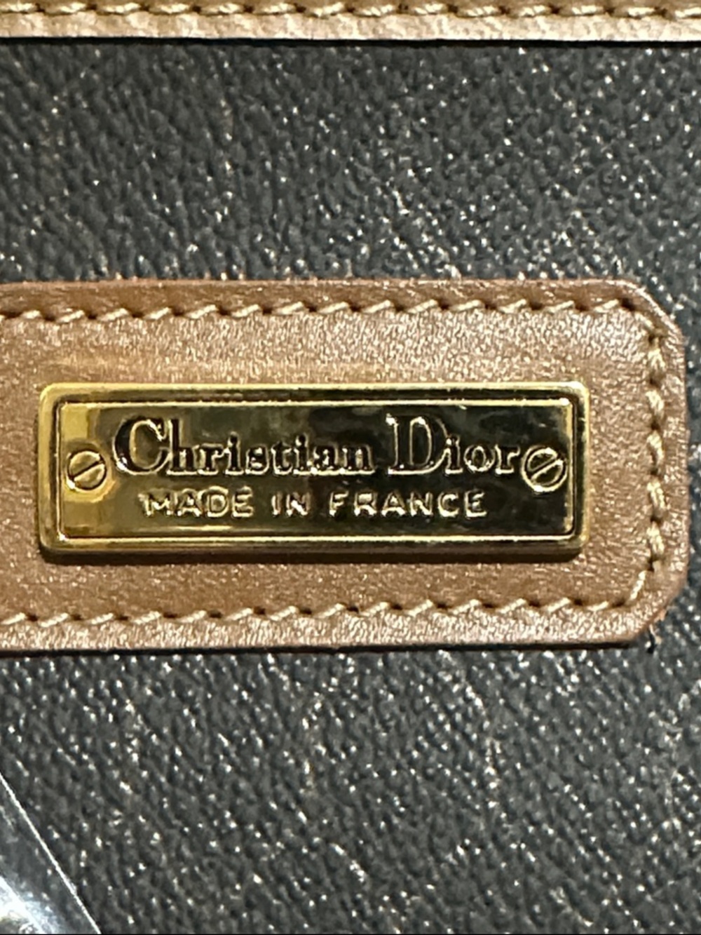 Christian Dion PVC Brown Monogram Travel Duffle Bag with Leather Trim - Picture 14 of 15